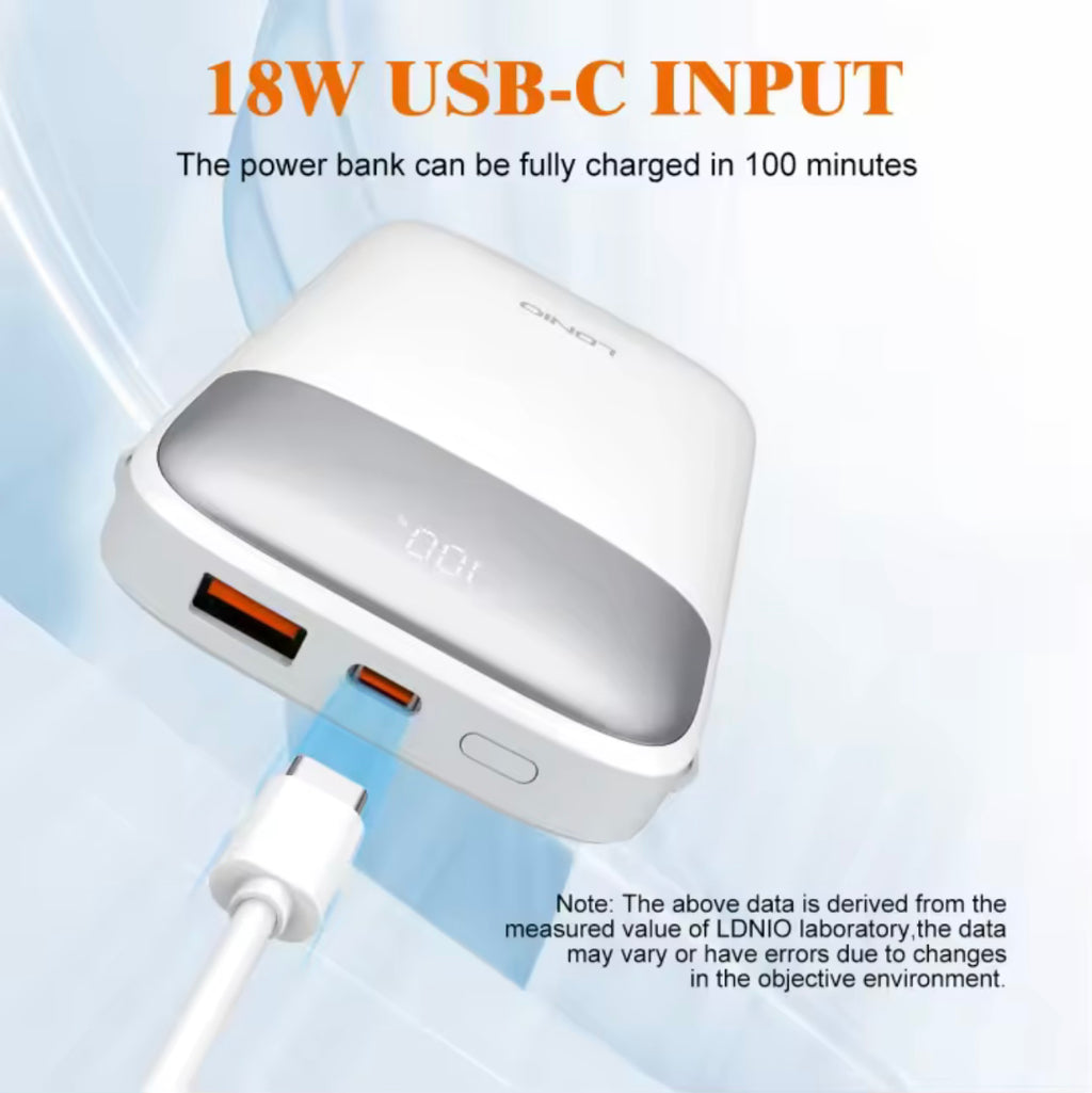 LDNIO Powerbank 10,000 mAh - Schnellladen 22,5W