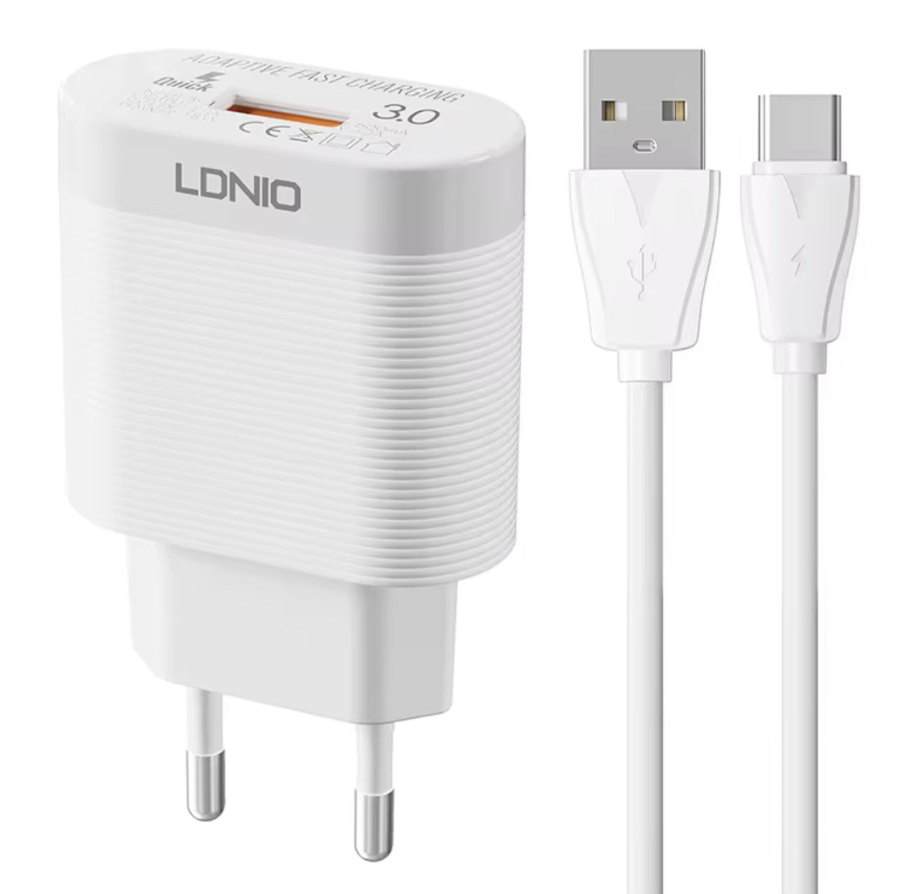 LDNIO USB-Schnellladegerät QC 3.0 – 18 W inkl. Ladekabel